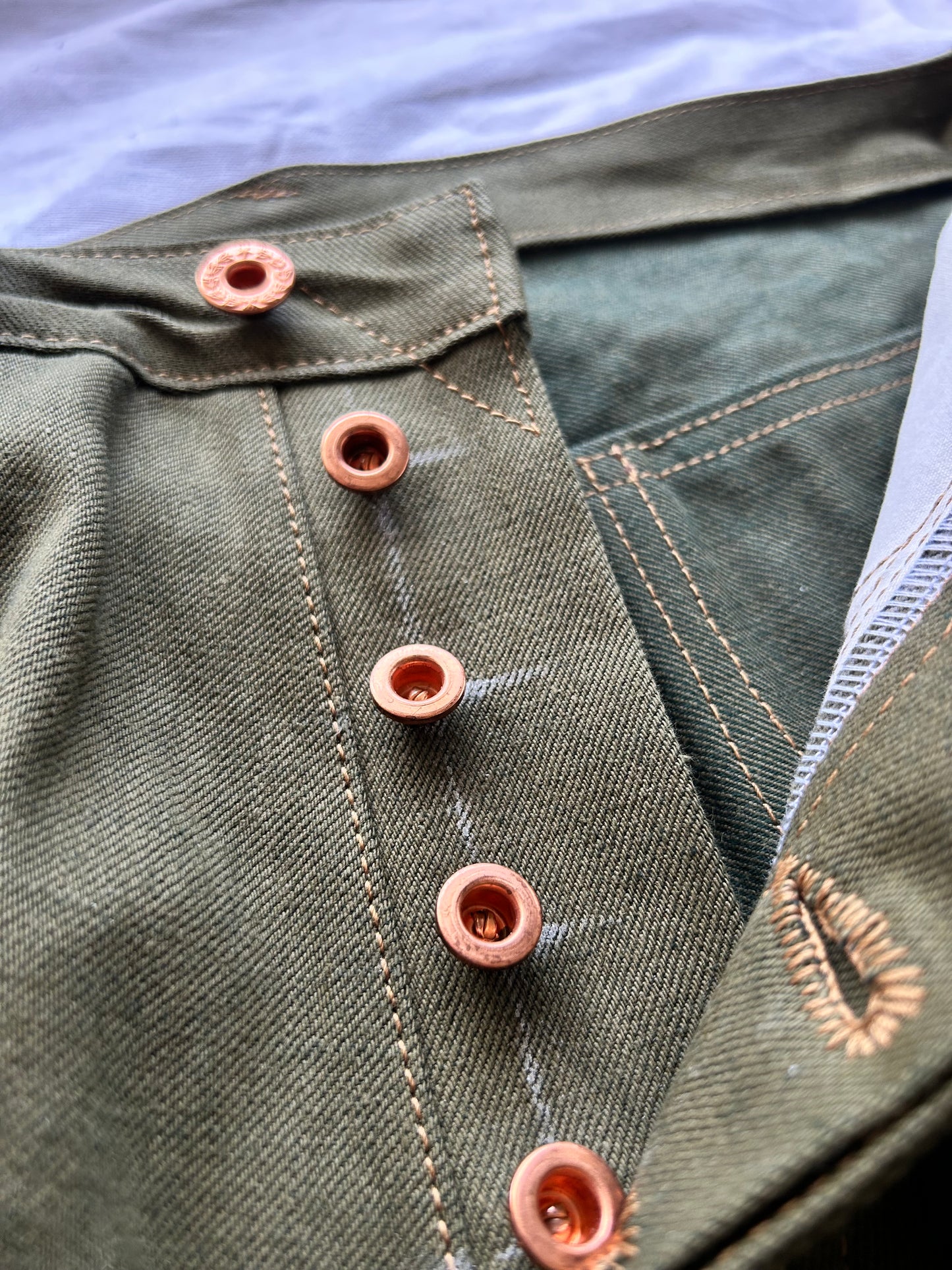 “Olive” 13.5 oz Wide Straight Leg