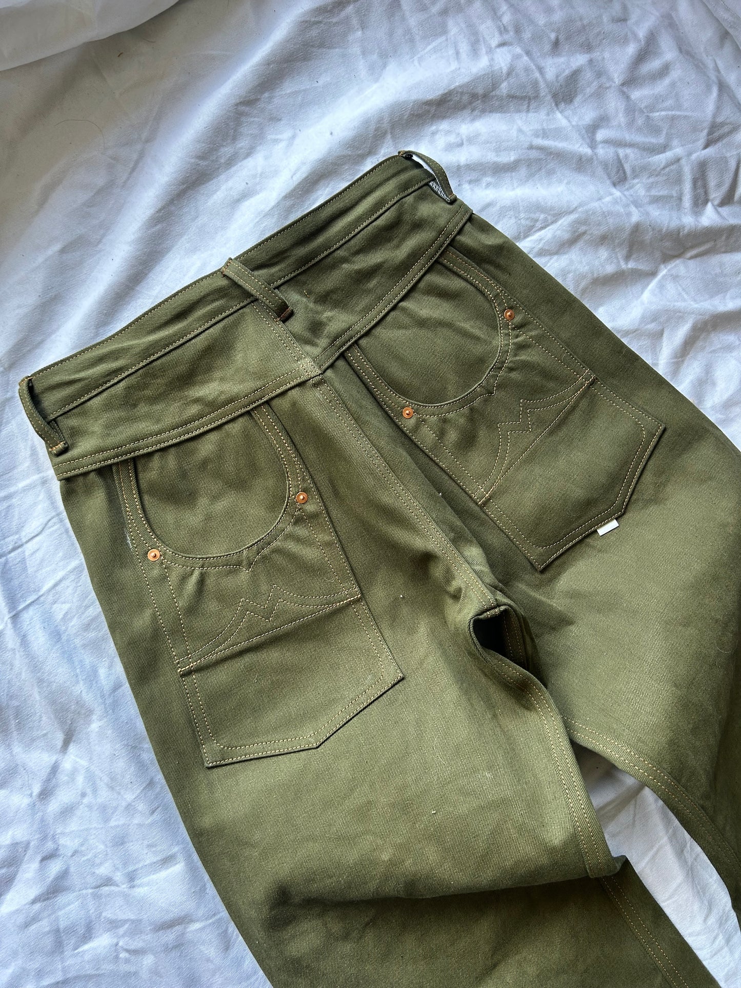 “Olive” 13.5 oz Wide Straight Leg