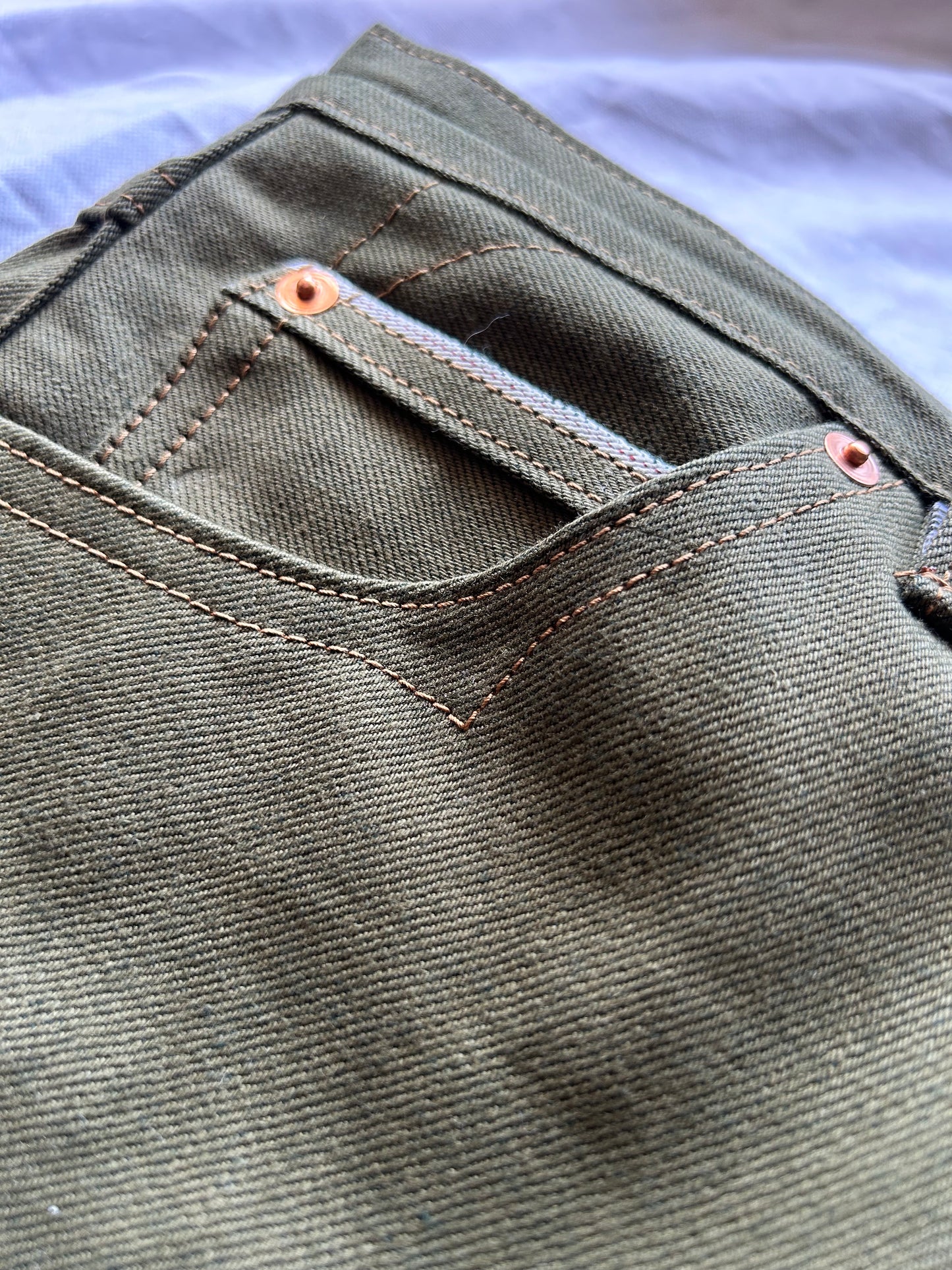 “Olive” 13.5 oz Wide Straight Leg