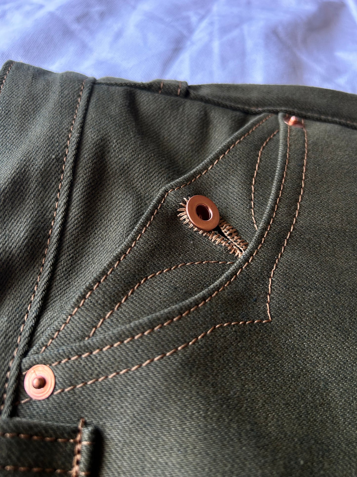 “Olive” 13.5 oz Wide Straight Leg